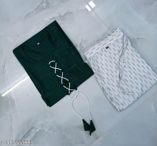 Cotton kurti sets  ( GREEN & WHITE )