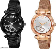 MADDELENA Heart Dial combo Magnetic Strap Watches For girls and women