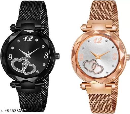 MADDELENA Heart Dial combo Magnetic Strap Watches For girls and women