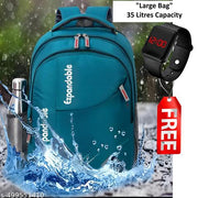 Large Stylish 35L Waterproof Laptop Backpack for Men & Women - Office, School, college, with free LED watch