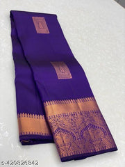 Tempting Blue Soft Silk Saree With Fragrant Blouse Piece