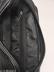 LEENO Men’s Black PU Leather Crossbody Messenger Bag Office & Daily Use Travel Toiletry Kit (Black)