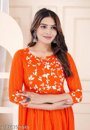 New fancy tardisnal printed anarkali riyon kurti for women& girls