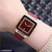 Super luxury ladies watch diamond analog watch for women square dial rubber strap girls watch gift watch all occasion watch