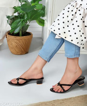 Black solid heel sandals for cute women/girl
