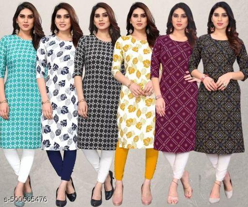 Women Printed Crepe Kurti (Combo Of 5)