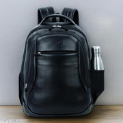 Black PU Leather Laptop Backpack Fits 15.6 Inch Laptop Water Resistant Designer Large Capacity Overnight Daypack for Travel Hiking Business & Work Bagpack