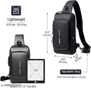 STARFUN - Crossbody Sling Bag For Men Women, Anti-Theft Fashion Chest Bag with USB Charging Port, Messenger Bags, Waterproof Casual Shoulder Bag (FULL BLACK)