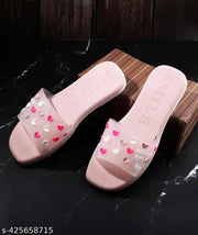 Latest heart printed Mint Pink Slippers