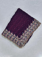 Designer party Wear saree Siroski Stone With Blouse Pieace and Cutwork