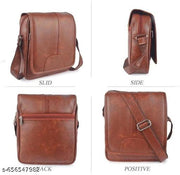 Vegan Leather Sling Bag Cross Body Travel Office Messenger One Side Shoulder Bag for Men, Women & Boys
