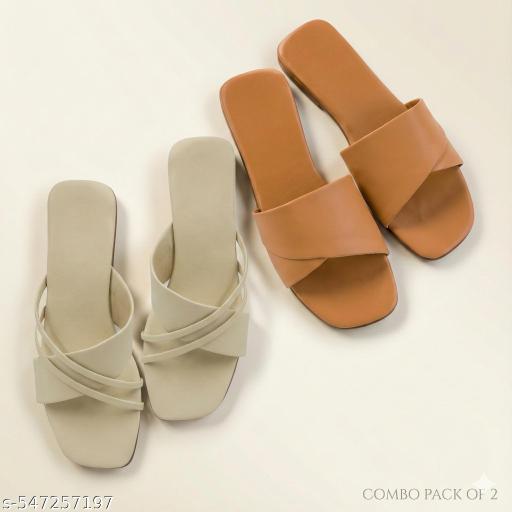 Ladies Daily Wear Flat Chappal Combo Pack of 2 | Soft Cushion Casual Sandals for Girls