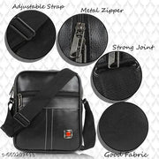 Men sling bag | Crossbody bag for men | Men’s PU Leather Sling Bag | Stylish Crossbody Shoulder Bag for Office & Daily Use | Stylish Men Sling Bag in PU Leather | Compact Crossbody Bag for Travel & Work Black