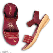 Hiyaga Red and Black Sandals for Women and Girls Pack of 2