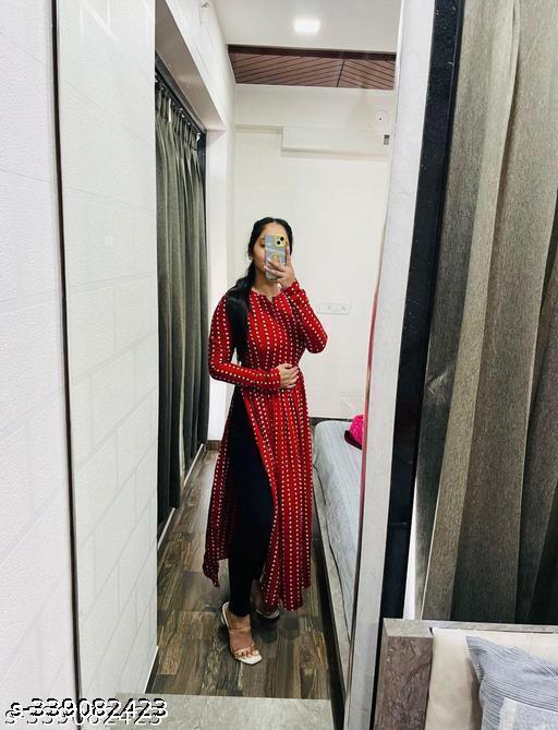 Polyster/Crepe fabric-Anarkali Kurtas