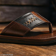Goodreed Men's Brown Leather Thong Flip Flops Casual Slippers