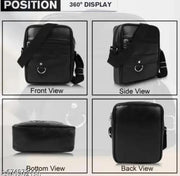 Premium Leather Look Sling Bag for Men | Stylish Crossbody Travel Side Bag | Anti-Theft Shoulder Messenger Bag | Men's Chest Bag for Biking