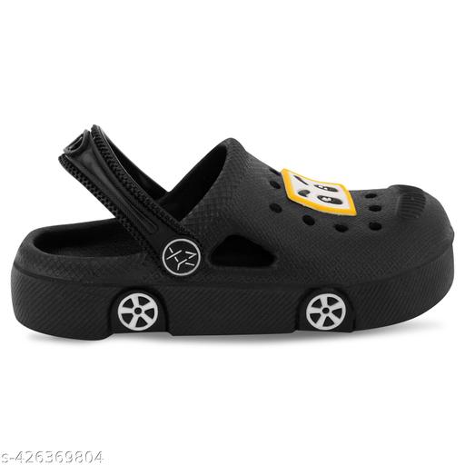 ONFEET Kids Trendy Daily use Comfortable Anti-Skid Casual Car Design Sandals for Boys and Girls, Kids Clogs for Boys and Girls with Sling Back Strap, Lightweight Kids Flipflops & Slippers for Indoor Outdoor Activity, Kids Heels & Sandals Color - Black