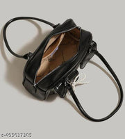 Black Double Pocket Decor Shoulder Bucket Bag With Pearl Keychain For Women