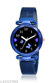 Luxury Studded Color New Mesh Magnet Buckle Starry sky Quartz Sparkling Magnetic Strap Magnet watch Girls and Women.