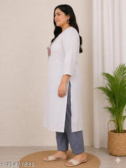Women Cotton Embrodiery kurti with pocket
