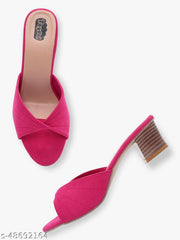 Taydol Women Fancy slip-on Block medium Heel rani pink velvet woven design pvc sole open toe Sandal (33)