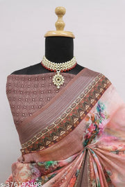 COTTON LILAN DIGITAL PRINTED SAREE
