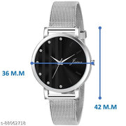 Jainx JW689 Black Dial Mesh Band Analog Watch - For Women