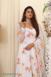 Floral Print Georgette Blend Stitched Anarkali Gown