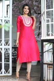 Straight Embroidered Kurta For Women And Girls