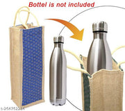 Jute Water Bottle Bag with Handles (Blue and Red) - Pack of 2
