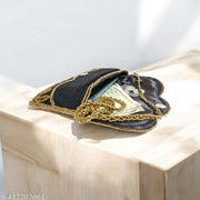 Fancy women black embroidered clutch
