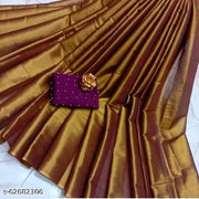 Cotton silk Gold Saree With blouse