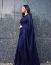 Aligent Georgette Fabric With Sequence Work Party Wear Saree