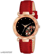 Timeless Antique Dial Analog Watch with Comfortable Leather Strap (Red)
