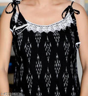 Sleeveless A-line kurti . black colour with lace attractive kurti design