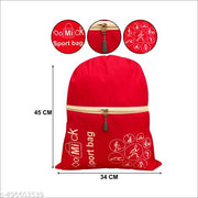 Polyester Waterproof Drawstring Multipurpose use Backpack Light Weight/Washable/Reusable With Zip pocket Reusable for Men Women (39X34 CM) COLOR RED PACK OF 1