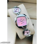 New Fancy Solid Dial Attractive Metal Chain Attractive Bracelet Analog Watch Combo for Women