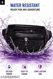 Large Capacity Black Waist Pouch for Men & Women | Water-Resistant Belt Bag with Multiple Zip Compartments | Crossbody Sling Bag for Travel, Gym, Trekking, Outdoor Adventures, Festivals & Daily Essentials