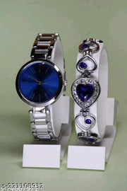 New Women Rosegold Metal Analog Watch With Breaclet Combo girls watches bracelet combo