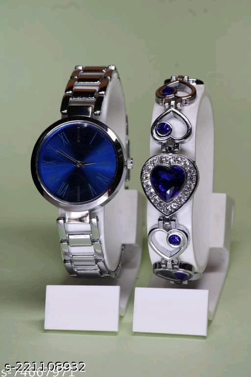 New Women Rosegold Metal Analog Watch With Breaclet Combo girls watches bracelet combo