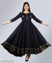 RUDRAKSH Women's Embroidered Rayon Anarkali Kurta|Gown for Women|Flared Kurta for Women|Women's Rayon Printed Flared Anarkali Kurti| Anarkali Kurti for Women & Girls