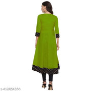 Yova Style Plain Umbrella Frock Design Anarkali Latest Fashion Cotton Kurti Dress For Women Ladies Skirt Top With Black Batik Printed Lace Border Regular Daily Wear Simple Use Branded Kurta