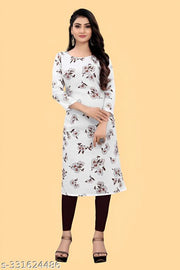 Women's and Girls Crepe Aline Straight Cut Kurti