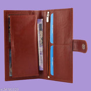 SHAMRIZ Unisex Leather Long Wallet – Stylish, RFID-Protected Cardholder with Zipper Pocket & Magnetic Snap Closure – Premium Genuine Leather for Men & Women