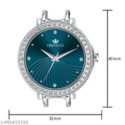 CRESTELLO Silver Plated Bracelet Analog Wrist Watch for Women (Blue Dial)
