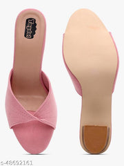 Taydol Women Fancy slip-on Block medium Heel Baby Pink velvet woven design pvc sole open toe Sandal (33)