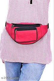 K London Leather Black Men & Women Waist Bag Fanny Bag Travel Pouch Passport Holder (11700_hotpink)