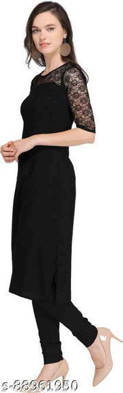 Polyster/Crepe fabric-Casual Round-Neck 3/4th Length Sleeves (45"Inches)
