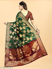 Banarasi Banarasi Silk Green Jaquard Saree With Blouse